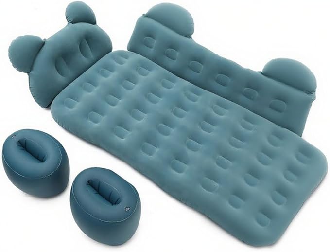 Car Inflatable Air Mattress for Nissan Armada (new Generation) 2025 Inflatable Back Seat Car Bed Double-Sided Portable Camping Travel Sleeping Bed,Dark Green-Cartoon Design
