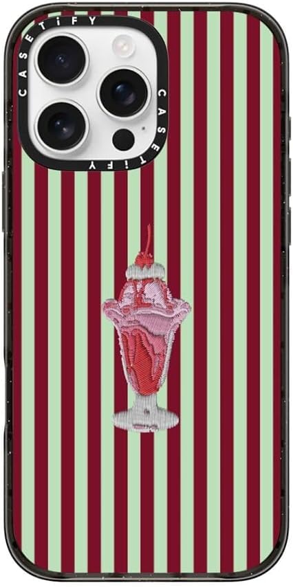 CASETiFY Impact iPhone 16 Pro Max Case [Slim/Compatible with Magsafe / 8.2 ft. 4X Military Grade Drop Protection] - Stripy Sundae - Clear Black