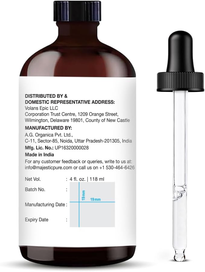 Majestic Pure Essential Oil with Glass Dropper - 100% Pure and Natural - Essential Oils for Diffuser, Aromatherapy, Soap and Candle Making, Spearmint Essential Oil, Spearmint Oil, 4 Fl Oz
