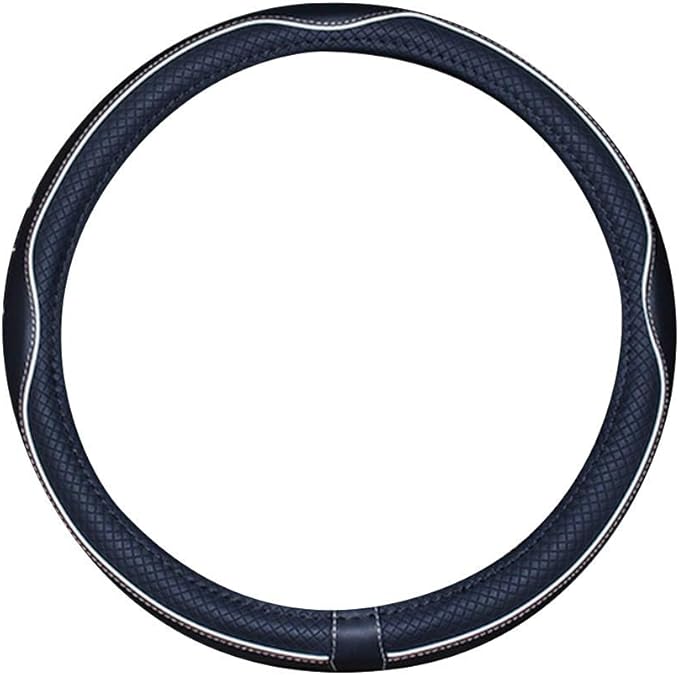 Mayco Bell Universal Standard Size Steering Wheel Cover Anti-Slip,Safety,Soft,Breathable,Durable,Full Surround,Comfortable Grip Microfiber Leather (14.5-15 inch,Black White)
