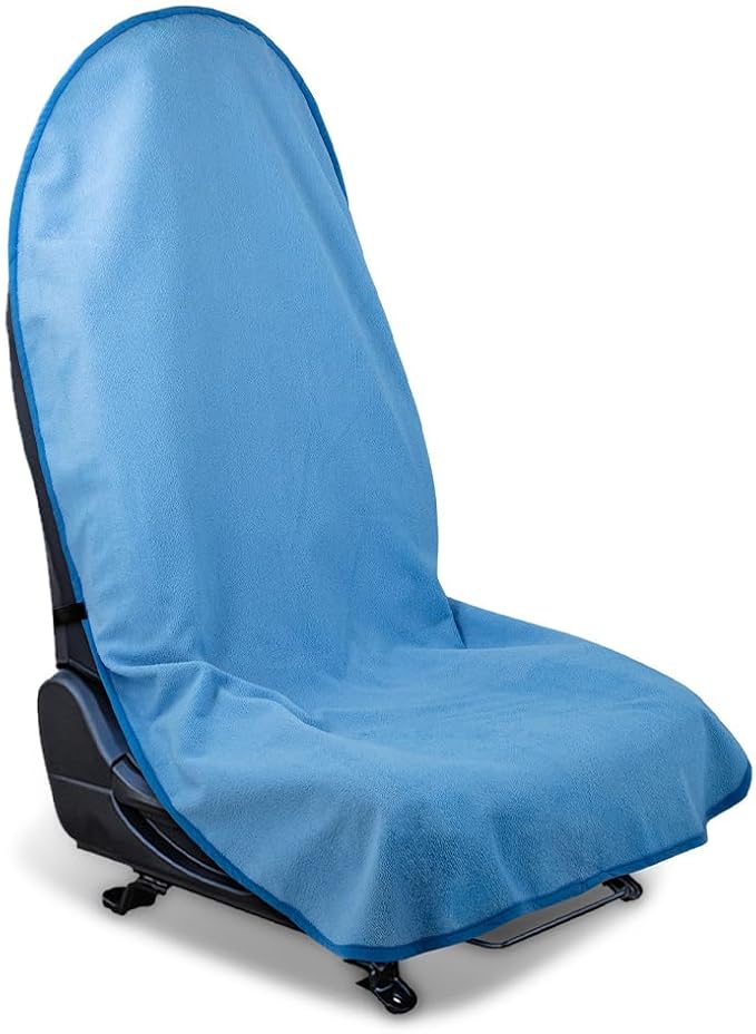 Car Towel Seat Cover, Performance Microfiber Washable Non Slip Vehicle Front Seat Covers, Sweatproof Automotive Interior Chair Protectors, Universal for SUV Automobile Truck (Light Blue)