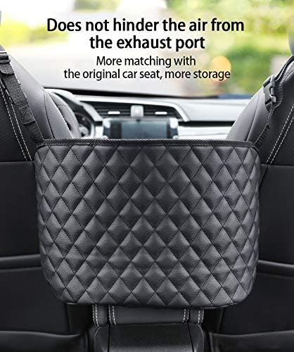 Car Purse Holder - Durable Leather Seat Back Organizer, Front Seat Storage Barrier, Pet & Kids Driver Storage Netting Pouch