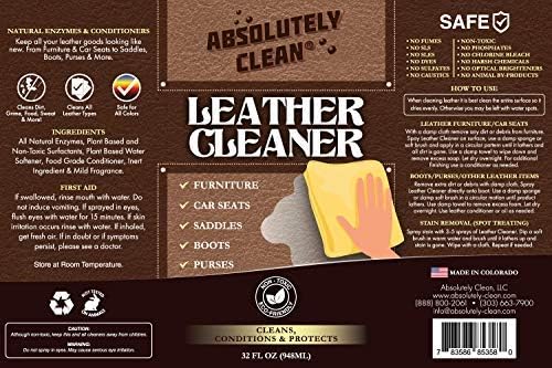 Amazing Leather Cleaner/Conditioner/Deodorizer | Powerful, Natural Enzyme Cleaner | USA Made | Great for Leather & Vinyl, Furniture, Boots, Purses, Clothing & More Removes Stains Spray & Wipe (32oz)