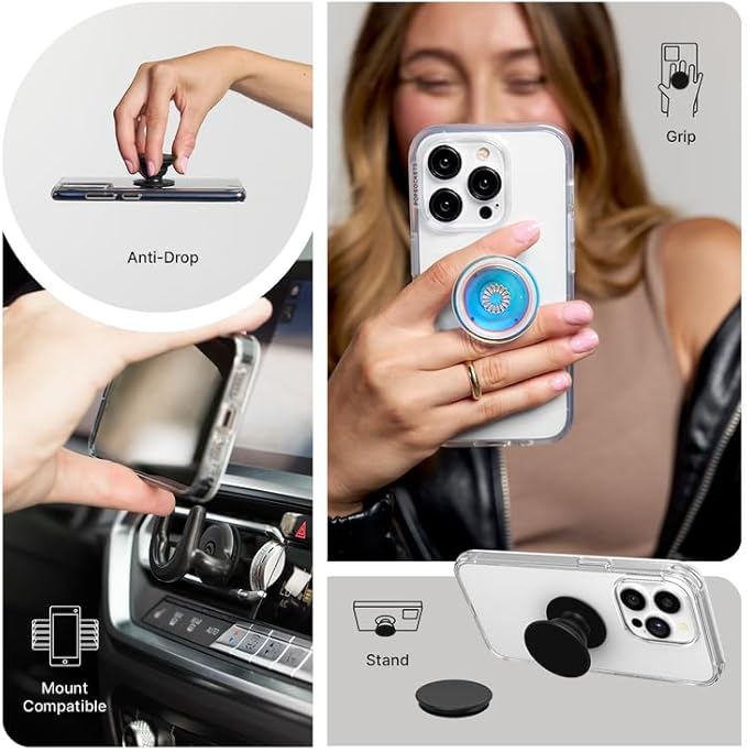 PopSockets Adhesive Phone Grip, Holder, Phone Stand, Black - Imprint Black