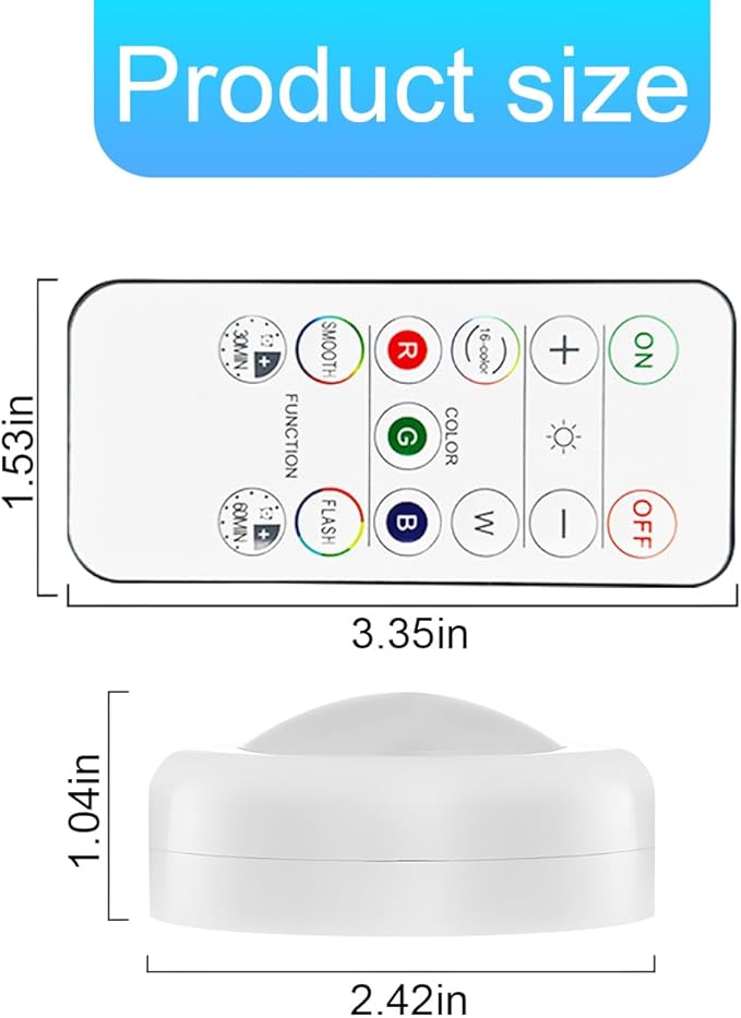 6PCS Wireless Car Interior Led Lights with Remote Control, 16 Colors Vehicle Puck Lamps, Rechargeable Ambient Inside Night Lighting Kit Decoration, Universal Automotive Accessories