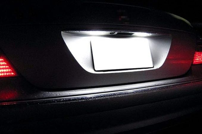 iJDMTOY OEM-Fit 3W Full LED License Plate Light Kit Compatible With Mercedes-Benz C CLS CLA E S SL SLK Class, Powered by 18-SMD Xenon White LED & Can-bus Error Free