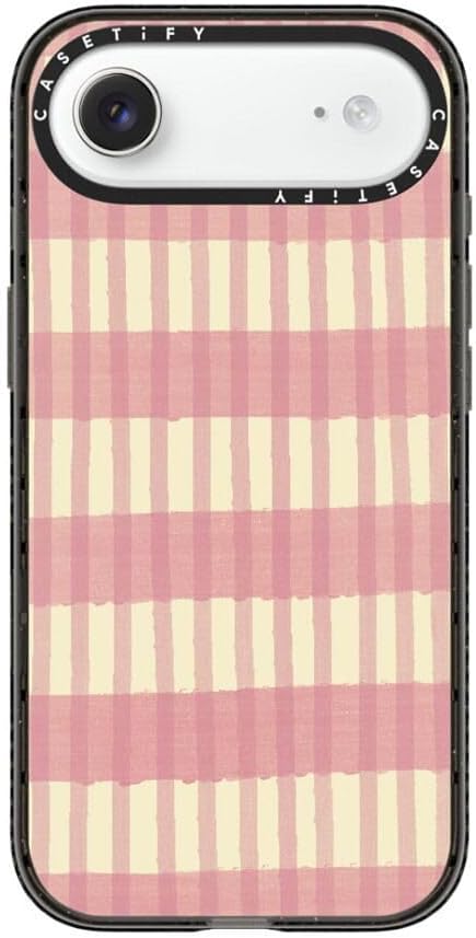 CASETiFY Impact iPhone Air Case [Slim/Compatible with Magsafe / 8.2 ft. 4X Military Grade Drop Protection] - Pink Summer Stripes - Clear Black