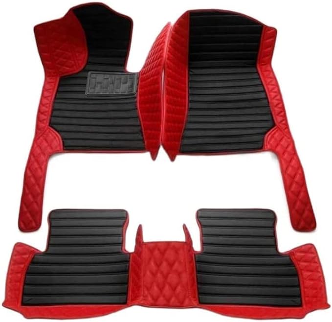 Custom Making Car Floor Mats Compatible with Audi BMW Mercedes-Benz Toyota Lexus Honda Infiniti Nissan Hyundai Kia All Models 2005-2026 (Striped Black and Red)