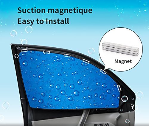 Aokway Side Window Sunshade Sun Shade for Car Window Double Thickness Auto Windshield Sunshades Curtain Universal Fit for Driver for Baby UV Protection (Blue, Front+Rear Side 4Pcs)