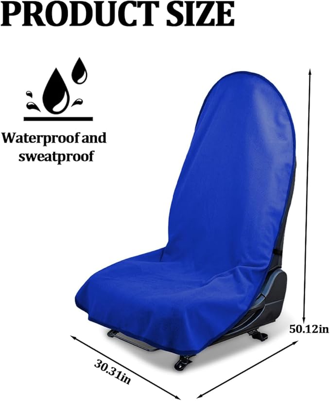 Car Towel Seat Cover, Performance Microfiber Washable Non Slip Vehicle Front Seat Covers, Sweatproof Automotive Interior Chair Protectors, Universal for SUV Automobile Truck (Dark Blue)
