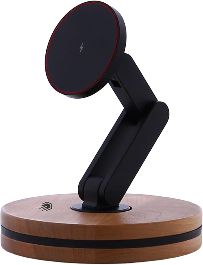 ClikDock Cell Phone Magnetic Wireless Charger Stand, 360° Spin, Aluminum Construction, Compatible with MagSafe Phones for iPhone & Andriod (Bespoke V1)