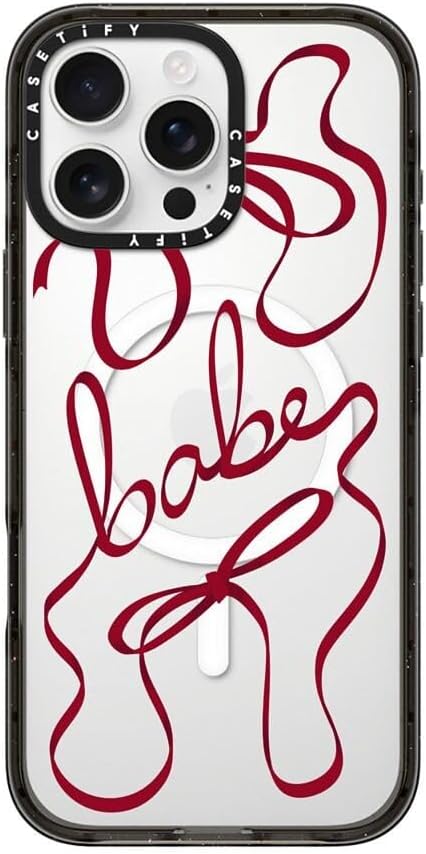 CASETiFY Impact iPhone 16 Pro Max Case [Slim/Compatible with Magsafe / 8.2 ft. 4X Military Grade Drop Protection] - Babes and Bows - Clear Black
