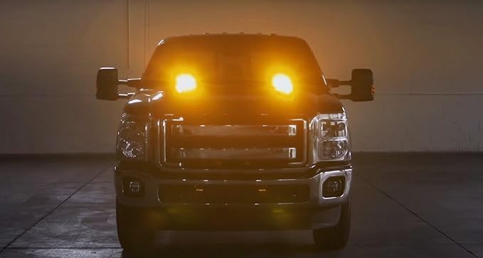 iJDMTOY Pair 12-Chipset High Power LED Surface Flush Mount Strobe Flash Lighting Kit Compatible with Jeep Car Truck SUV 4x4 Side Markers, Lights, Amber Color