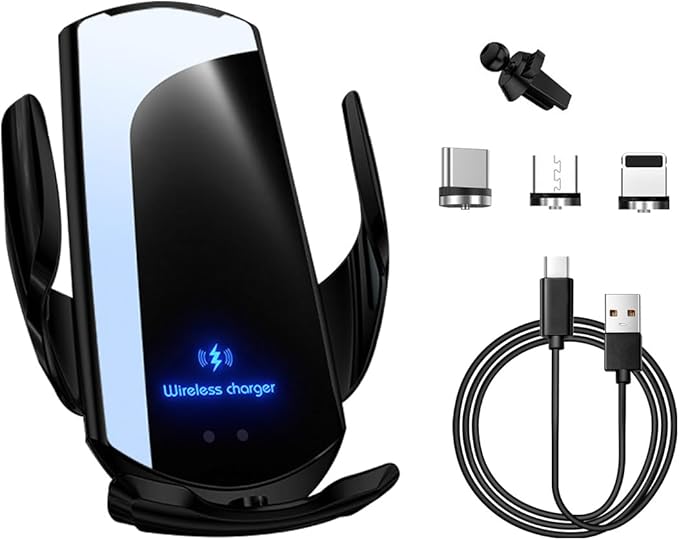 Ohleats Wireless Car Charger Mount, 15W Automotive Electric Wireless Charger Holder, Car Air Vent Mount Bracket Fast Charging for Most Smartphone, Universal Car Accessories (Black)