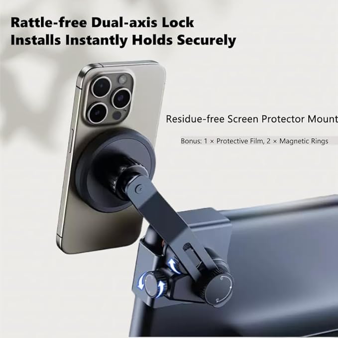 Persevere for Tesla Phone Mount Model 3/Y/S/X, Strong Magnetic Silicone Head, Adjustable Arm Phone Holder, for All Smartphones Models and 2CM Center Screen(Curved Screen Not Supported), Left
