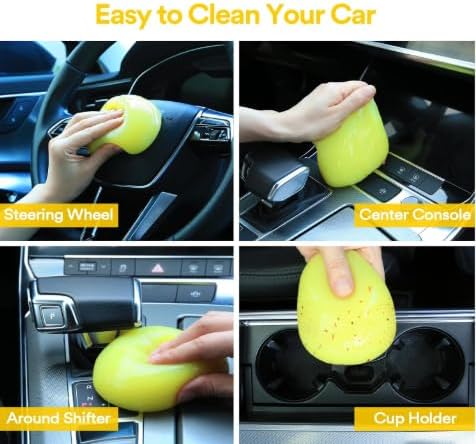 SOLASTA Car Cleaning Gel Car Putty Car Cleaning Kit Car Interior Cleaner Slime Car Cleaning Supplies Auto Detailing Tools Car Accessories Car Gifts for Women Men Keyboard Cleaner (Yellow)