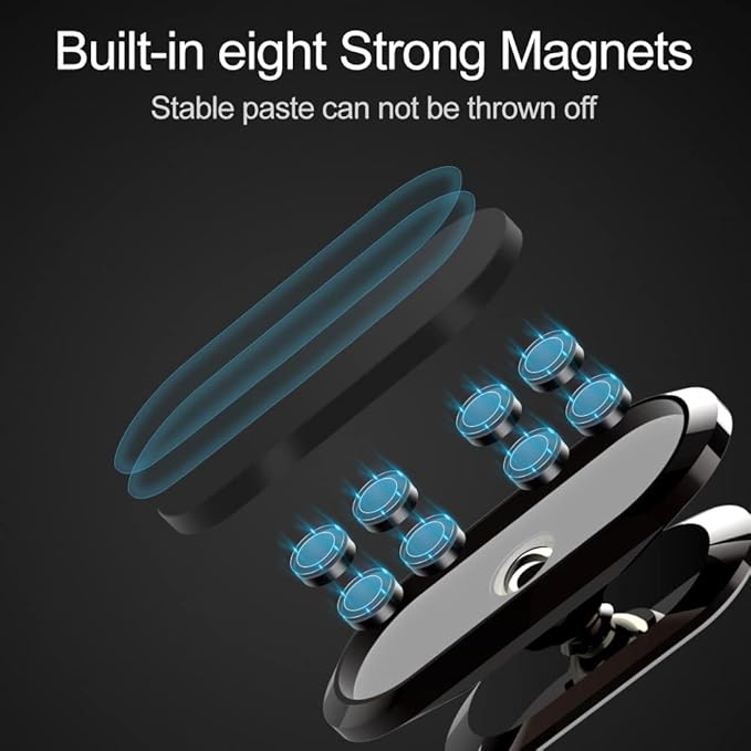 [3 Pack] Car Magnetic Phone Mount, Upgrade 8X Magnets Strong Magnet Cell Phone Holder,Dashboard 360° Rotation & Degrees View, for All Smartphone and Cellphone