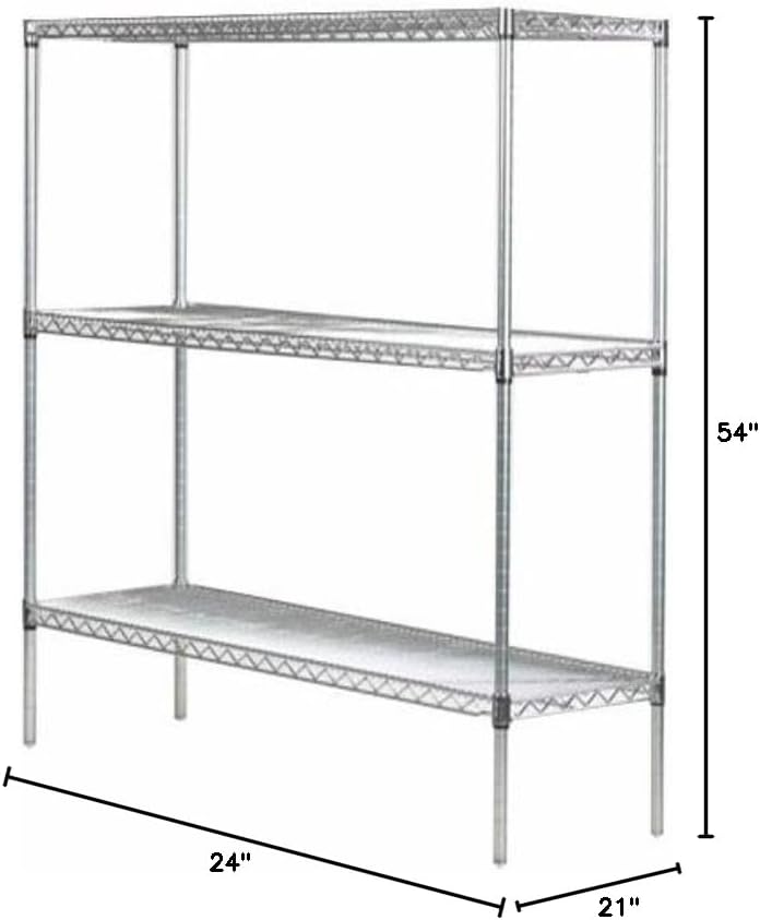 Omega 21" Deep x 24" Wide x 54" High 3 Tier Chrome Starter Shelving Unit