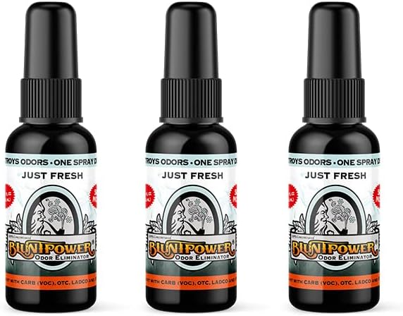 BluntPower (Just Fresh, 3 Pack) Concentrated Odor Eliminator and Diffuser Oil - Room Deodorizer, Odor Eliminator, and Smoke Eliminator Spray - Premium Oil Based Air Freshener & Odor Eliminator Spray