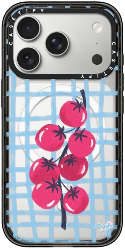CASETiFY Impact iPhone 17 Pro Case [Slim/Compatible with Magsafe / 8.2 ft. 4X Military Grade Drop Protection] - Tomatoes - Clear Black