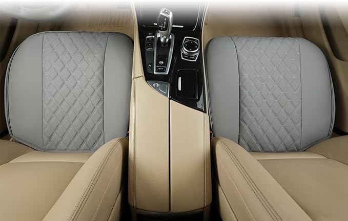 Black Panther PU Car Seat Cover, Front Seat Protector Compatible with 90% Vehicles,Embroidery,Anti-Slip & Full Wrapping Bottom W55cm*D54cm(21.65''*21.26'')(1Piece,Gray)