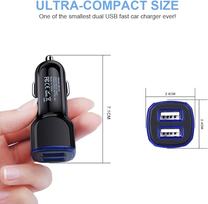 Fast Car Charger Type C Android Phone Samsung Car Charger Fast Charging USB C Cigarette Lighter Adapter Plug with Cable for Samsung Galaxy A13 5G/A03s/S23/S22 Ultra/S21/S20/S10/S9/A11/A12/A32/A53/A23