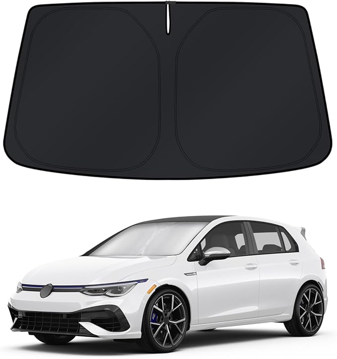 KUST Windshield Sun Shade for 2022-2025 2026 Volkswagen VW Golf GTI Golf R Accessories Window Sunshade Sun Visor Protector Foldable Blocks UV Rays Keep Your Car Cooler