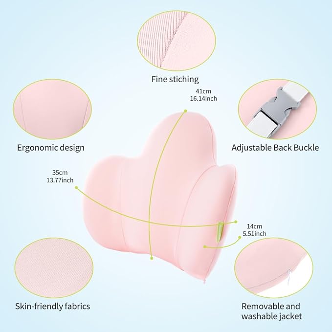 Lumbar Support Pillow for Office Chair, Gaming Chair, Car Driver Seat Back Cushion, Bed & Couch, Gifts for Friends and Parents,Ergonomic Back Support Pillow with Comfortable Memory Foam(Pink)