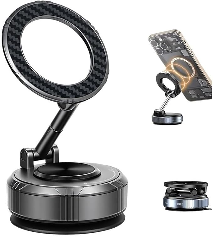 carmount for Vacuum Magnetic Car Mount for MagSafe, Nano Gel Adhesive car Magnetic Phone Holder Dashboard Phone Holder, Powerful Suction Cup for iPhone 17 Pro Max 16 15 14 13 12