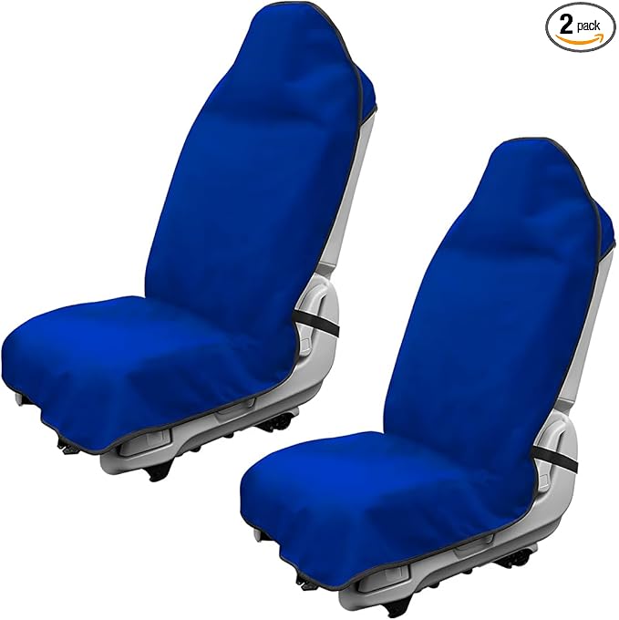2PCS Car Towel Seat Cover, Waterproof Sweating Non-Slip Premium Soft Towel Carseat Protector, Universal Machine Washable Car Truck SUV Front Seat Cover for Gym Workout Beach Hiking (Blue)