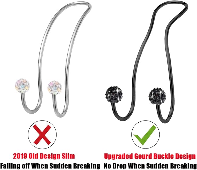 MTGOCHA Bling Purse Hook for Car Headrest, Upgraded Cute Car Seat Hooks for Bag Handbag, Durable Stainless Auto Purse Hanger Holder 2 Pack, All Black