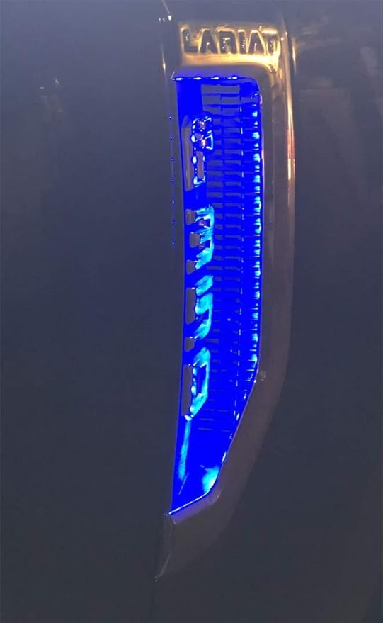 iJDMTOY Ultra Blue LED Background Illumination Kit Compatible with 2017-2021 Ford F250 F350 F450 Super Duty Side Fender Chrome Emblem