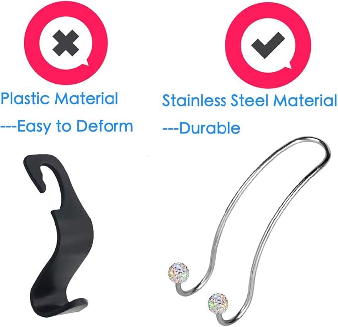 SAVORI Auto Hooks Bling Car Hangers Organizer Seat Headrest Hooks Strong and Durable Backseat Hanger Storage Universal for SUV Truck Vehicle 2 Pack (AB)