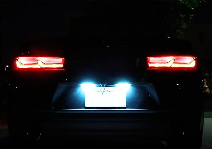 iJDMTOY Ice Blue Full LED License Plate Light Kit Compatible With Chevrolet 2014-24 Camaro, 2013-15 Malibu, 2011-15 Volt, 2016-up Cruze, 18-SMD Aqua LED & Can-bus Error Free