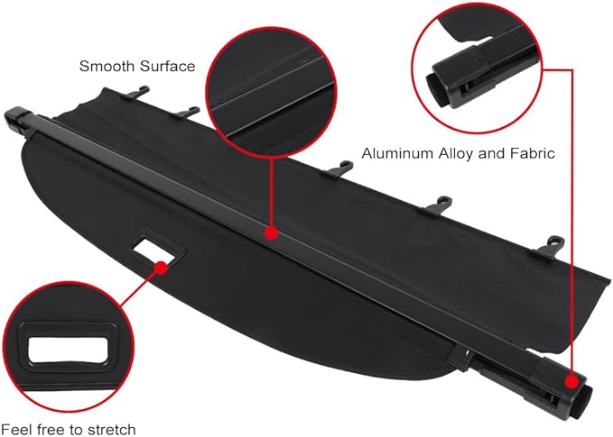 Cargo Cover for 2020 Fit for Nissan Murano 2016 Fit for Nissan Murano 2.5L 2015-2023 Fit for Nissan Murano 3.5L Retractable Rear Trunk Cargo Shade Luggage Security Cover Shielding Waterproof