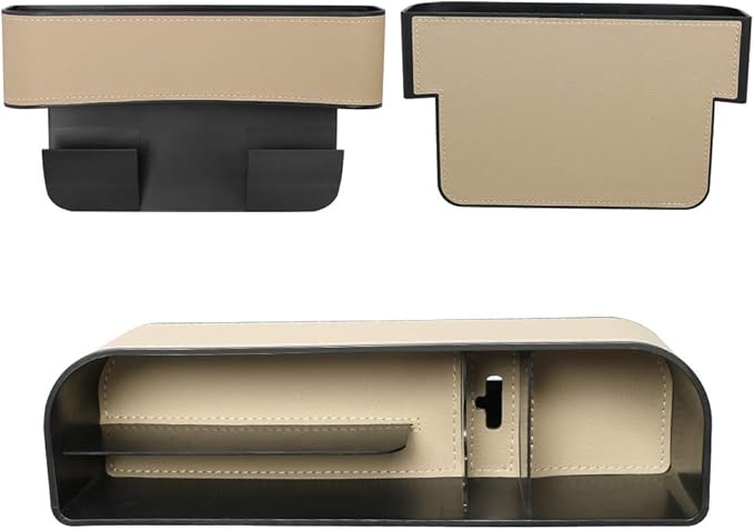 JEYODA Car Seat Gap Filler Organizer, Car Organizer Front Seat, Pack Auto Console Side Storage Box with Cup Holders，Car Organizers and Storage for Holding Phone, Sunglasses, Wallet 1PC (brown)