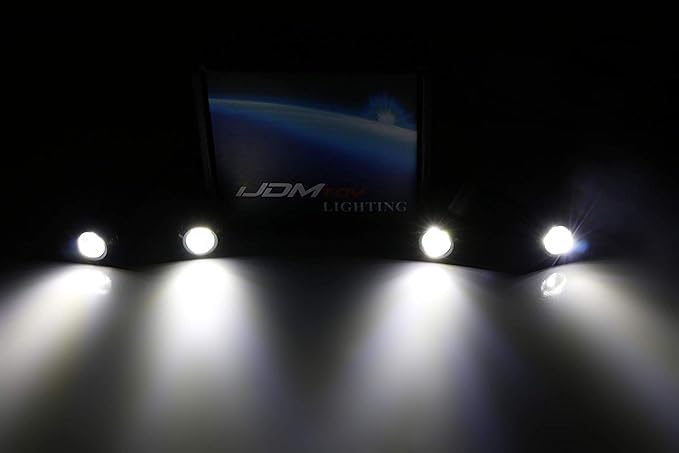 iJDMTOY 4pc Set 3W High Power LED Grille Mesh Mount Lighting Kit Compatible with Toyota FJ Cruiser 4Runner Tacoma etc., 6000K Xenon Projector Lens Spot Beam LED Lights