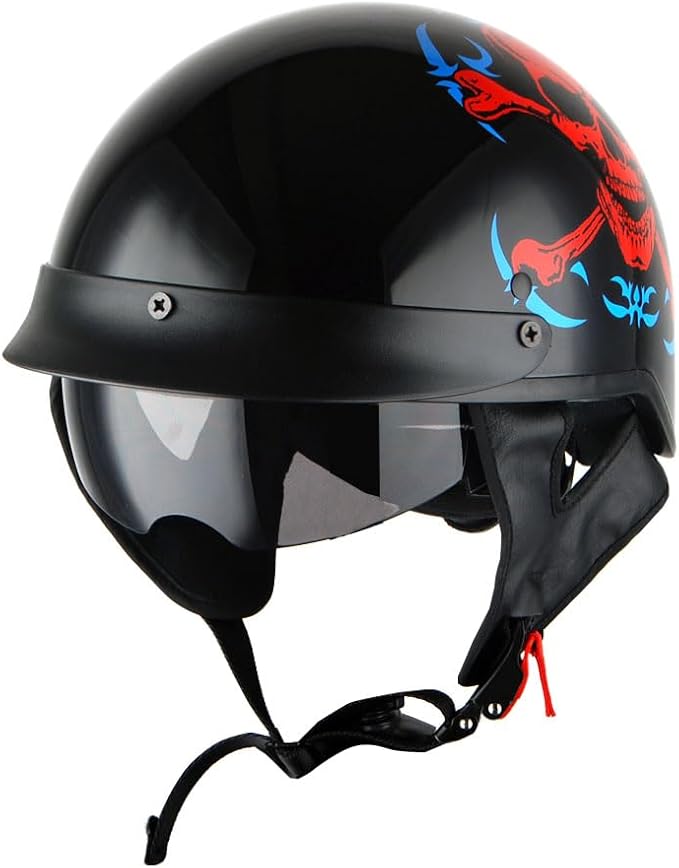 1Storm Motorcycle Half Face Helmet Mopeds Scooter Pilot with Retractable Inner Smoked Visor