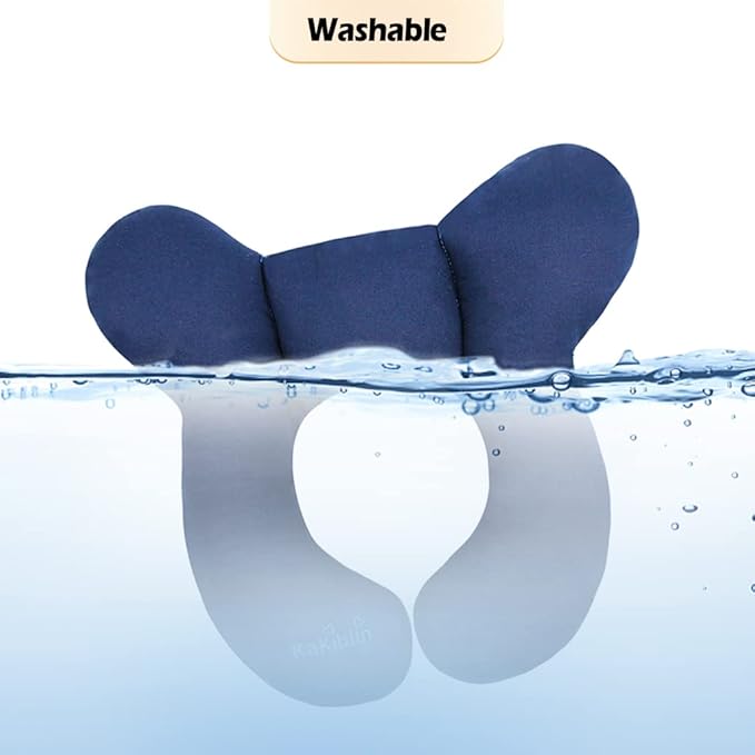 KAKIBLIN Baby Neck Pillow, Baby Head Pillow, Upgraded Support Travel Pillow,Neck Support Pillow for Carseat, Newborn Neck Support for Car Seat, Stroller, Pushchair, Travel, Dark Blue
