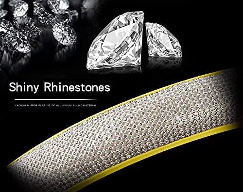 Bling Diamond Steering Wheel Cover, Leather Steering Wheel Covers for Women Girls with Crystal Rhinestones, Breathable, Anti-Slip Universal Fit 14.5-15 Inch Bling Car Accessories(Yellow)