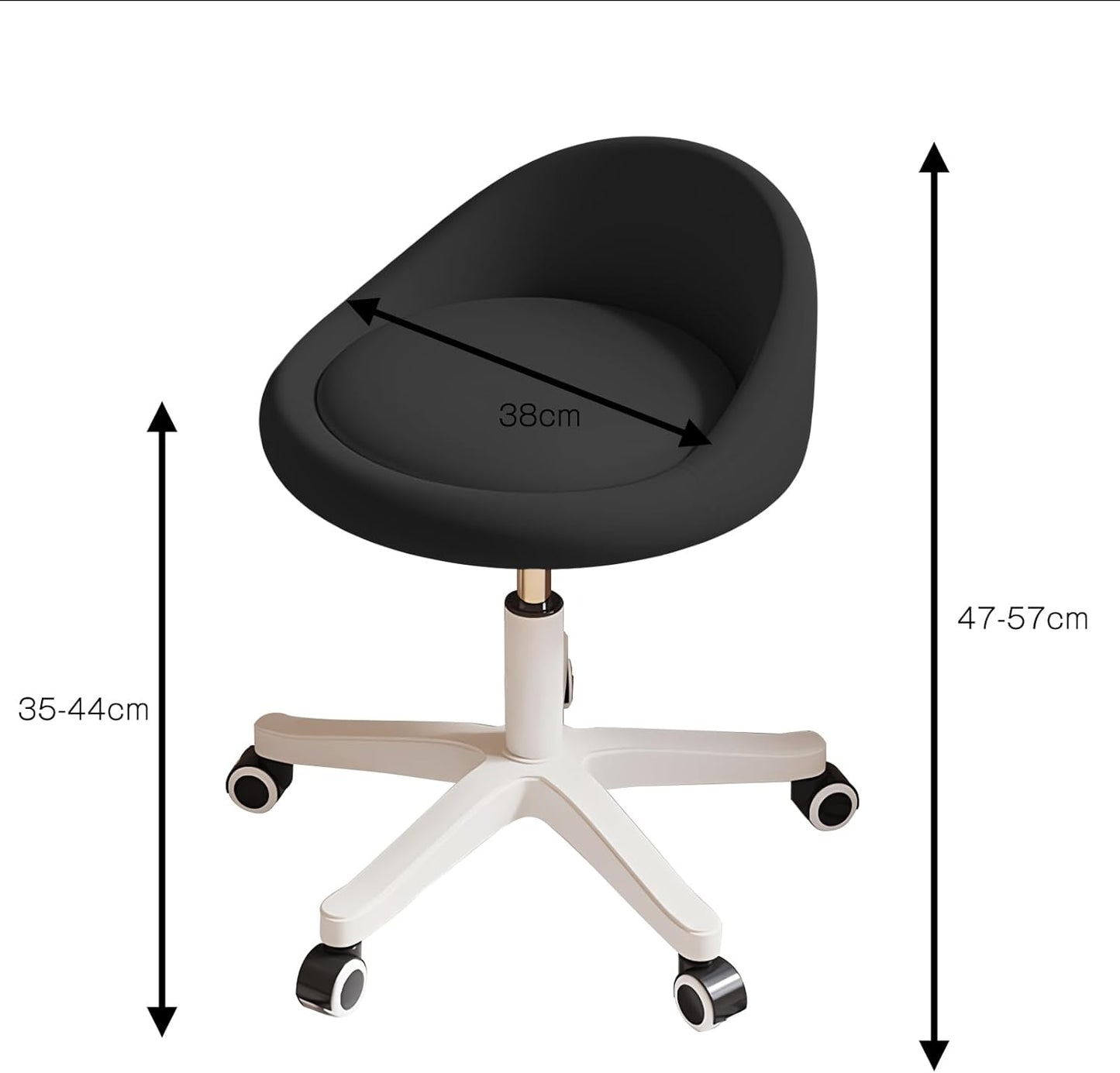 Rolling Stool Set of 6 Rolling Hydraulic Salon Stool with Low Backrest - Adjustable Swivel Chair for SPA, Shop, Salon, Massage, or Medical Office Black
