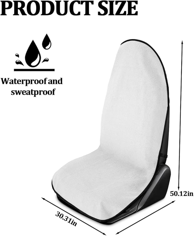 Car Towel Seat Cover, Performance Microfiber Washable Non Slip Vehicle Front Seat Covers, Sweatproof Automotive Interior Chair Protectors, Universal for SUV Automobile Truck (White)