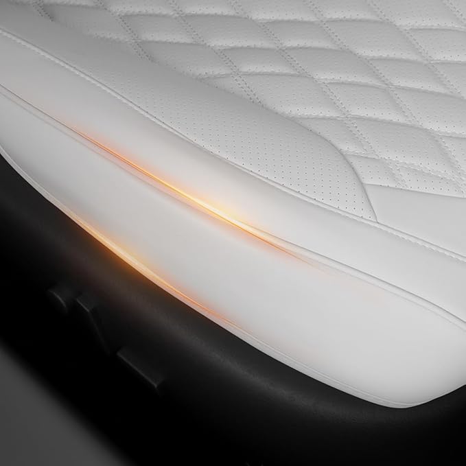 2 Pack Front Bottom Car Seat Cover, Luxury Leather Seat Covers Compatible with Tesla Model Y/3 2026 2025 2024-2020, Breathable and Waterproof Tesla Model Y/3 Accessories (White, 2Pcs)