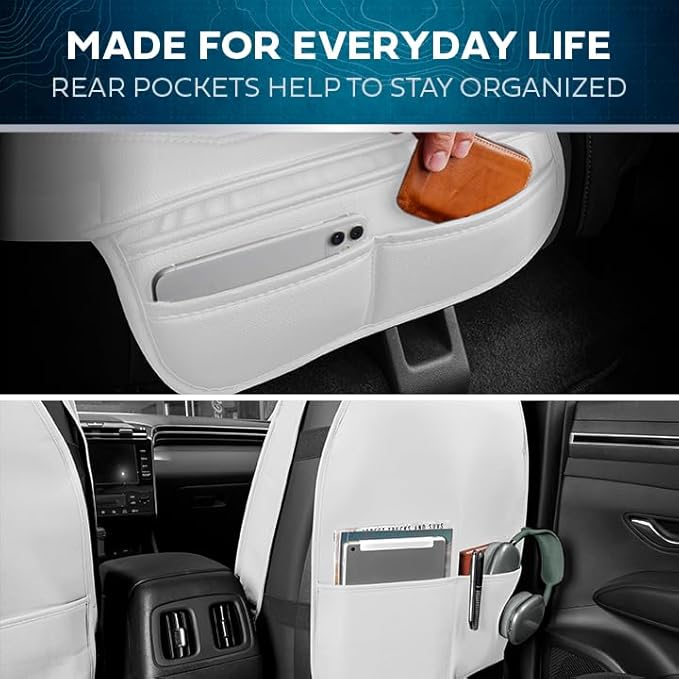 Classic Faux Leather Front Seat Covers – 2-Piece Set for Cars, Trucks & SUVs – Semi-Universal Fit, Napa Style Cushion with Interior Protector – Stylish, Durable, Easy to Install