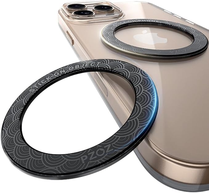 PZOZ A/B Dual-Sided (1 Set) Magnetic Ring Sticker for MagSafe iPhone 16 Holder Phone Case Suction Cup Wireless Charger Car Mount Bathroom Kitchen, for iPhone 15 14 13 12 Pro Max, Samsung (Black)