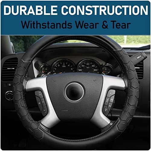 Truck Tuff Heavy-Duty Steering Wheel Cover, Durable Cover for Truck Steering Wheels — Black