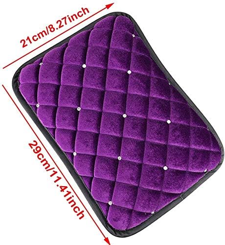 Bling Bling Car Armrest Cover Auto Center Console Protective Cover Luster Crystal Rhinestone Car Arm Rest Cushion Pad Car Interior Accessory (Purple 2)