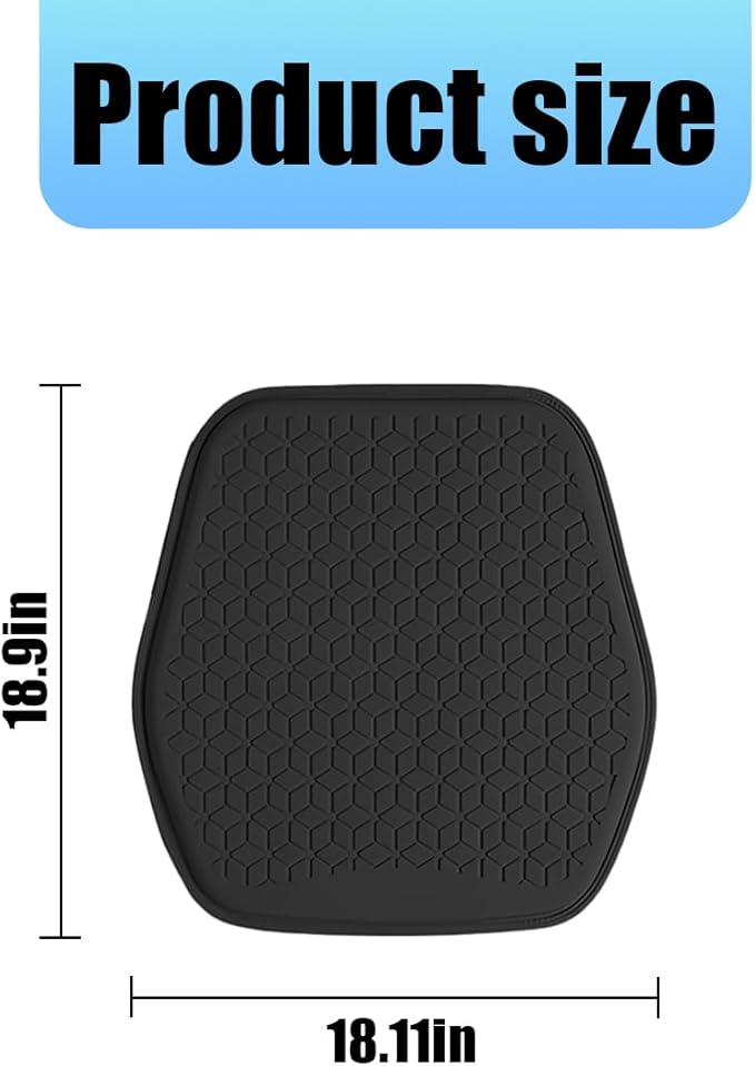 Gel Car Seat Cushion, Non-Slip & Comfortable Automotive Chair Protector Pad for Driving, Breathable Vehicle Interior Mat Cover Accessories, Universal for SUV Sedan Truck (Black)