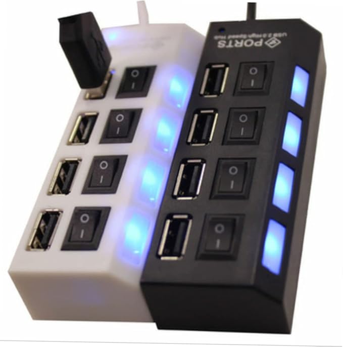 HOMSFOU 2pcs USB Hub Port Independent USB Divider for Easy Device Connectivity Office School Compact Design Built Cable