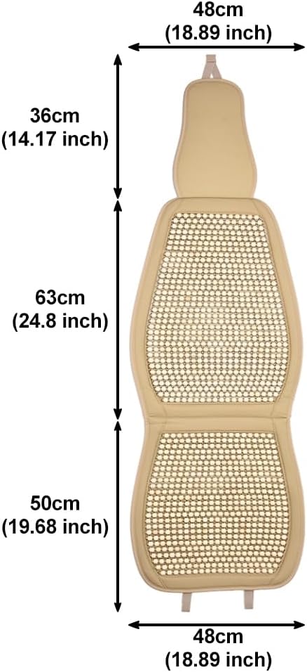JSCARLIFE Tilia Wood Beaded Car Seat Cover - Breathable Ergonomic Driver Cushion for Cars/Trucks/SUVs | Hand-Knotted Beads, Lumbar Support & Cooling Tech (Beige)